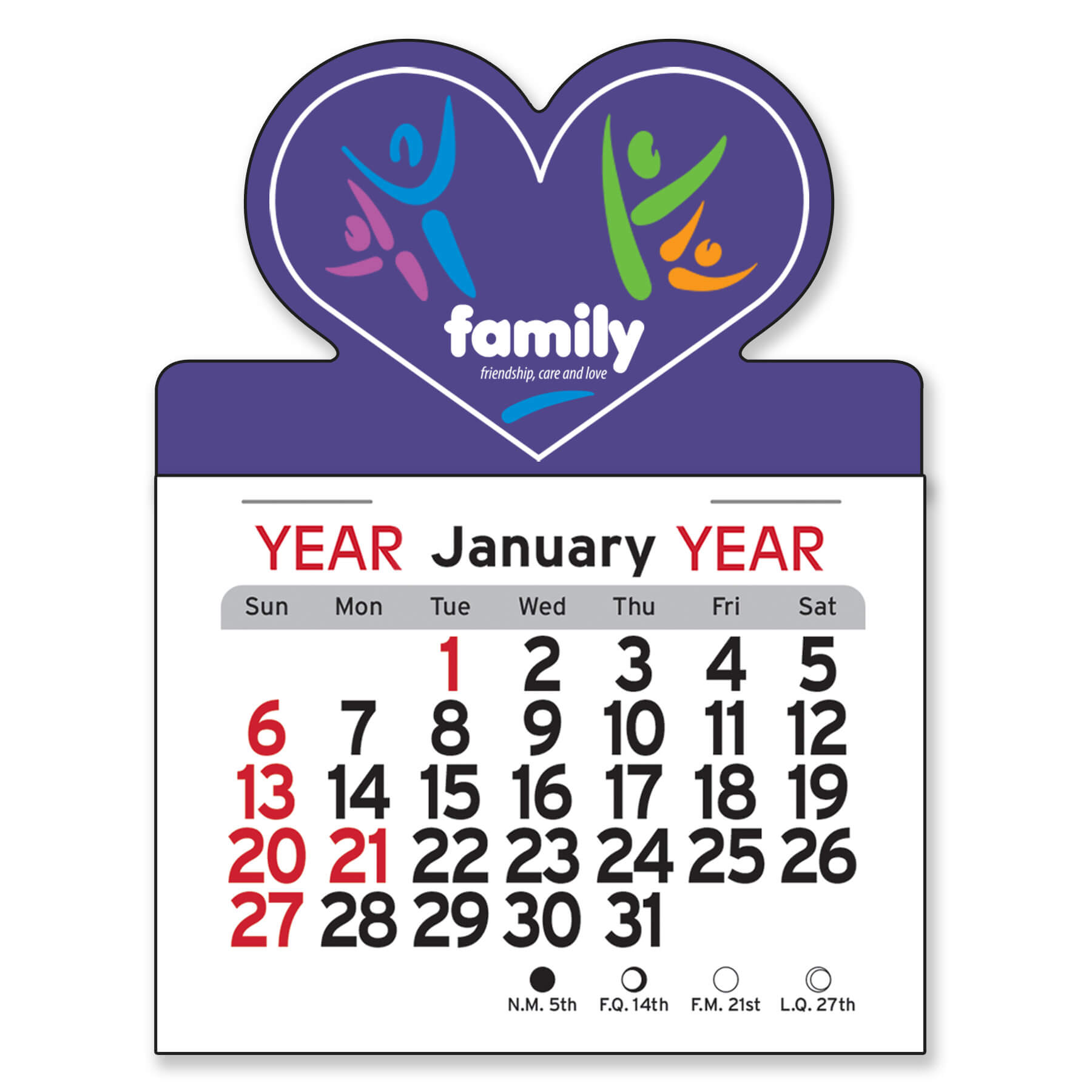 1034 - Adhesive Peel-N-Stick® Calendar - Heart